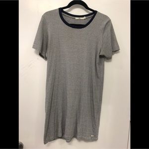 Navy Blue and White Striped Obey T-shirt Dress